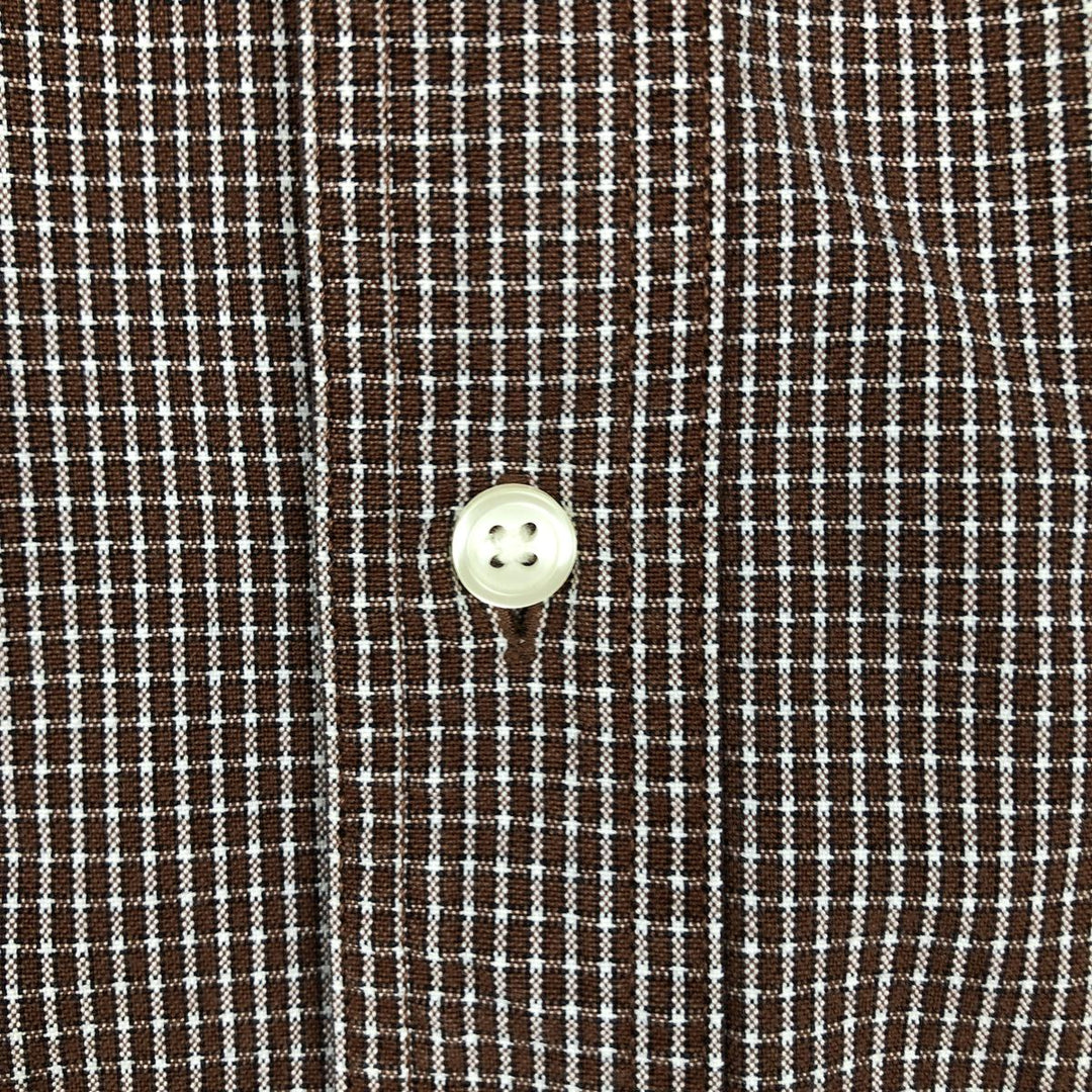 Eddie Bauer Relaxed Fit Long-Sleeve Button-Down Check Shirt, Men's Size L (approx.) cotton brown type Vintage Second Hand