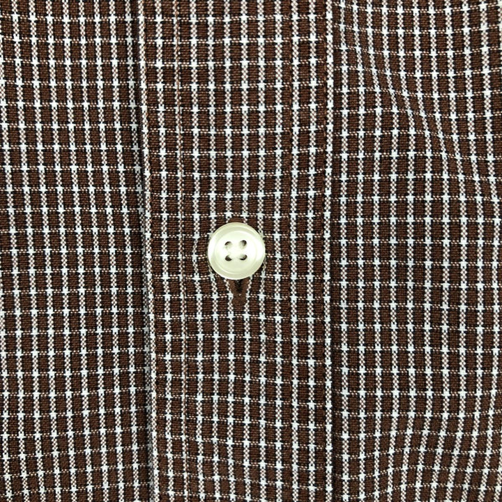 Eddie Bauer Relaxed Fit Long-Sleeve Button-Down Check Shirt, Men's Size L (approx.) cotton brown type Vintage Second Hand