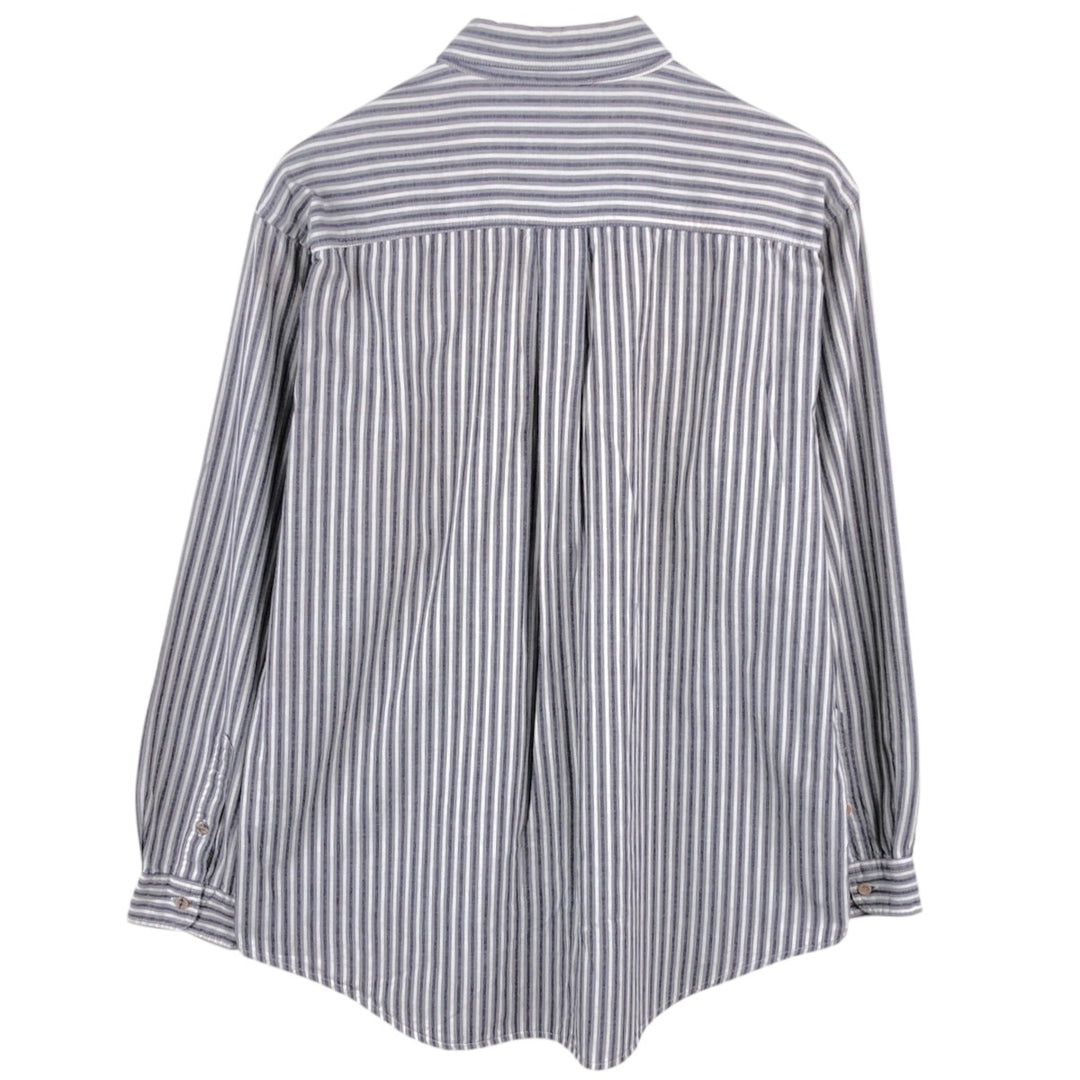 1980'S Woolrich Long-Sleeve Button-Down Striped Shirt, Men's Size XL (Equivalent), Vintage unclear white type Vintage Second Hand