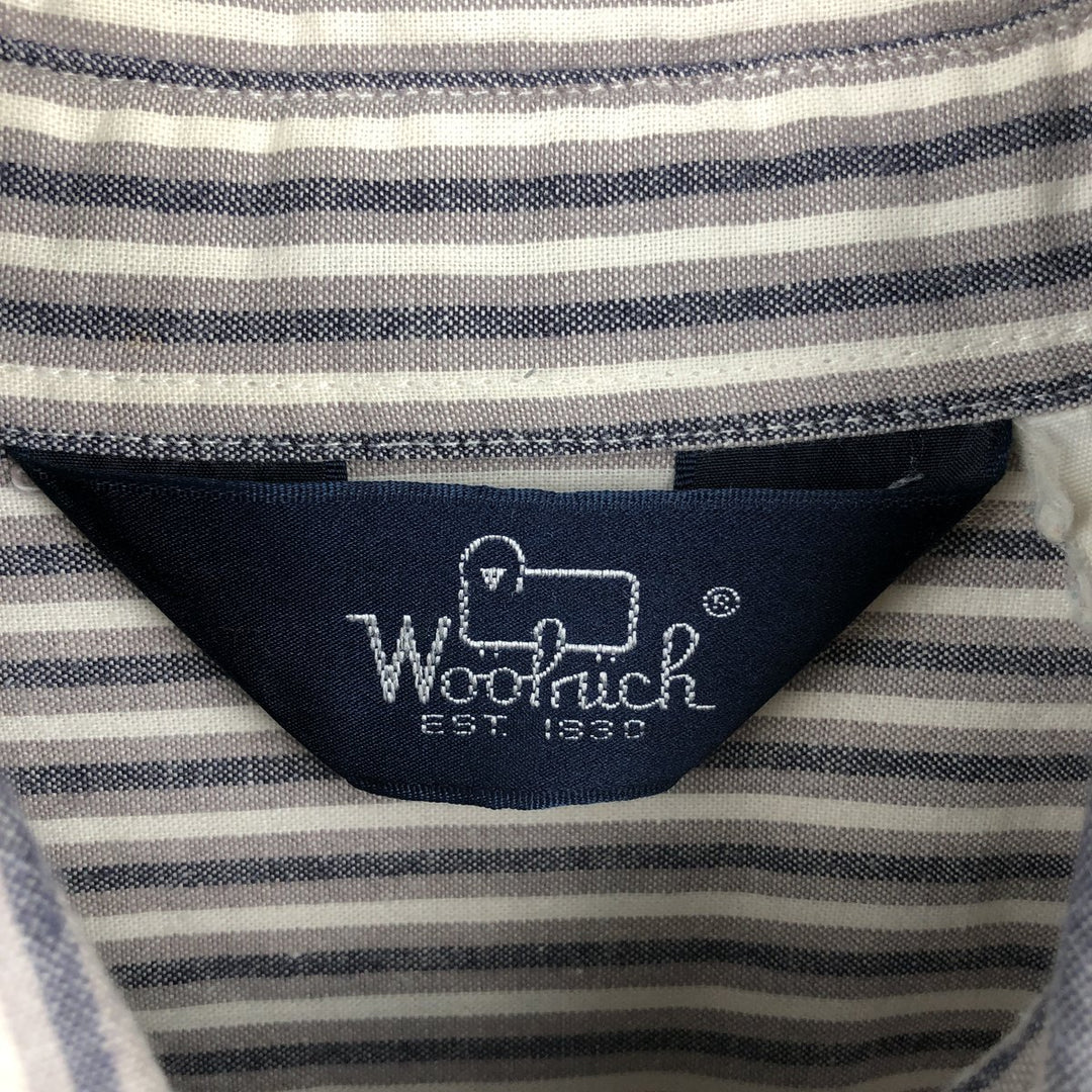 1980'S Woolrich Long-Sleeve Button-Down Striped Shirt, Men's Size XL (Equivalent), Vintage unclear white type Vintage Second Hand