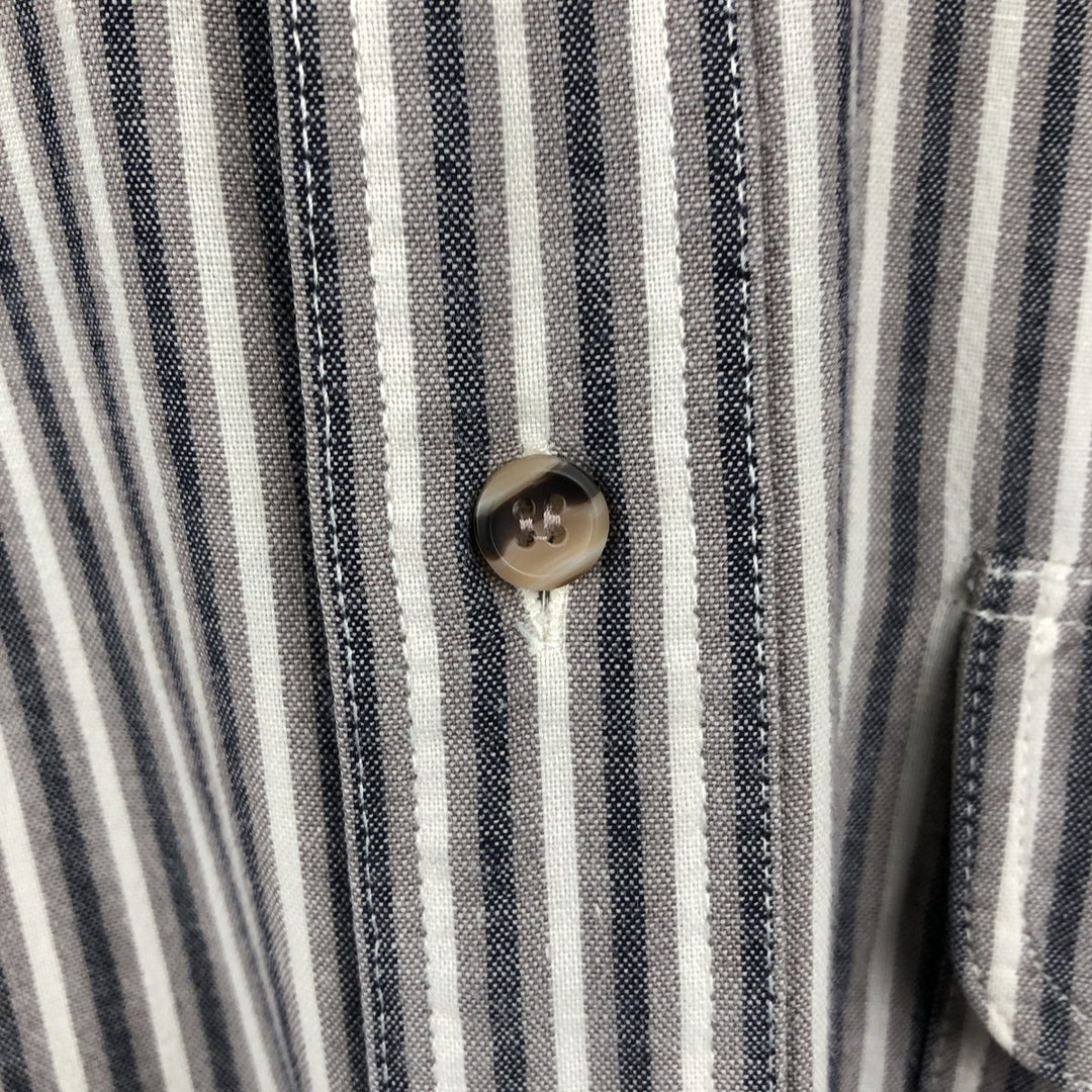 1980'S Woolrich Long-Sleeve Button-Down Striped Shirt, Men's Size XL (Equivalent), Vintage unclear white type Vintage Second Hand