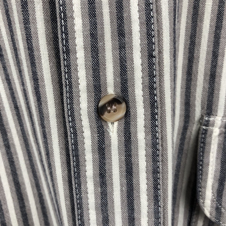 1980'S Woolrich Long-Sleeve Button-Down Striped Shirt, Men's Size XL (Equivalent), Vintage unclear white type Vintage Second Hand
