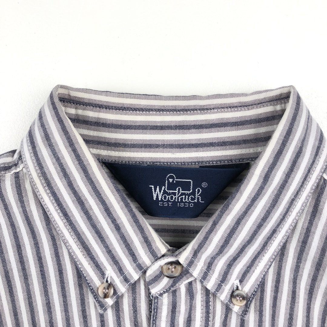 1980'S Woolrich Long-Sleeve Button-Down Striped Shirt, Men's Size XL (Equivalent), Vintage unclear white type Vintage Second Hand