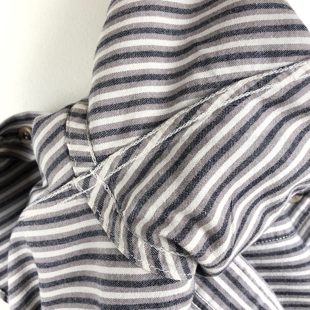 1980'S Woolrich Long-Sleeve Button-Down Striped Shirt, Men's Size XL (Equivalent), Vintage unclear white type Vintage Second Hand