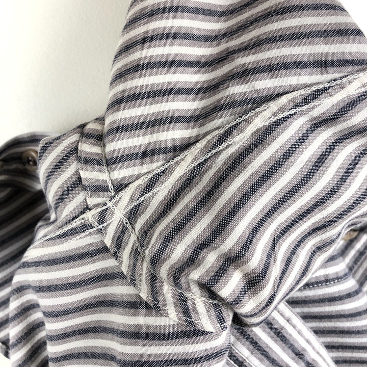 1980'S Woolrich Long-Sleeve Button-Down Striped Shirt, Men's Size XL (Equivalent), Vintage unclear white type Vintage Second Hand
