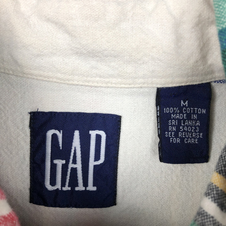 90'S GAP Vintage Long Sleeve Button-Down Flannel Check Shirt, Men's Size Medium cotton white type Vintage Second Hand
