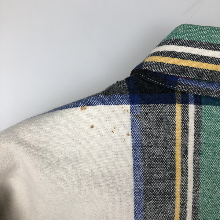 90'S GAP Vintage Long Sleeve Button-Down Flannel Check Shirt, Men's Size Medium cotton white type Vintage Second Hand