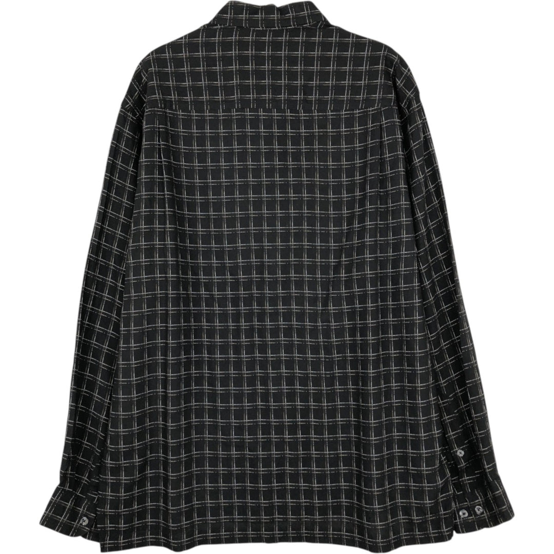 Perry Ellis Check Pattern Long Sleeve Rayon Shirt, Men's Size L Rayon black type Vintage Second Hand