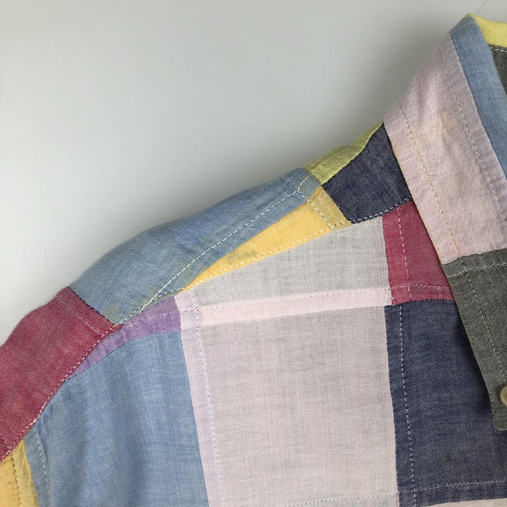 90'S Orvis Patchwork Long Sleeve Button-Down Check Shirt, Men's Size Medium, Vintage cotton pink type Vintage Second Hand