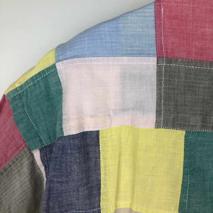 90'S Orvis Patchwork Long Sleeve Button-Down Check Shirt, Men's Size Medium, Vintage cotton pink type Vintage Second Hand