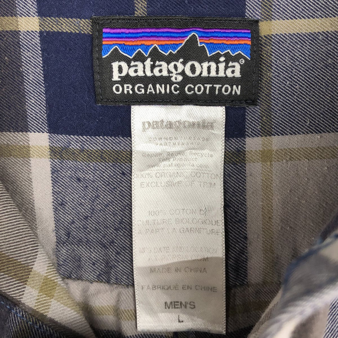 Patagonia 53837FA14 Long-Sleeve Cotton Check Shirt, Men's Size L (approx.) cotton navy blue type Vintage Second Hand
