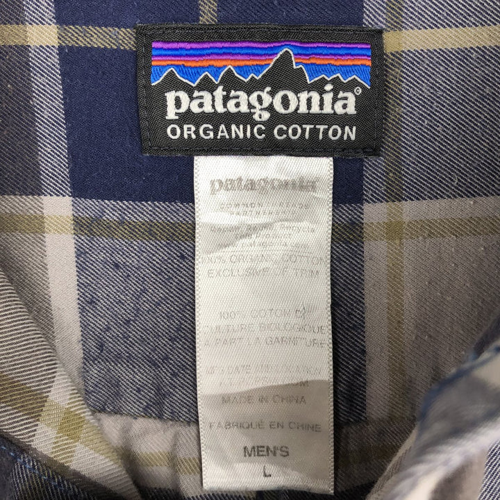 Patagonia 53837FA14 Long-Sleeve Cotton Check Shirt, Men's Size L (approx.) cotton navy blue type Vintage Second Hand
