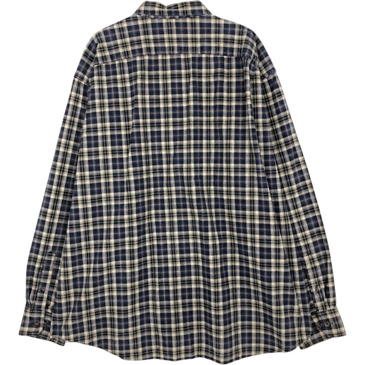 90'S GAP Vintage Long Sleeve Flannel Check Shirt, Men's XL cotton navy blue type Vintage Second Hand