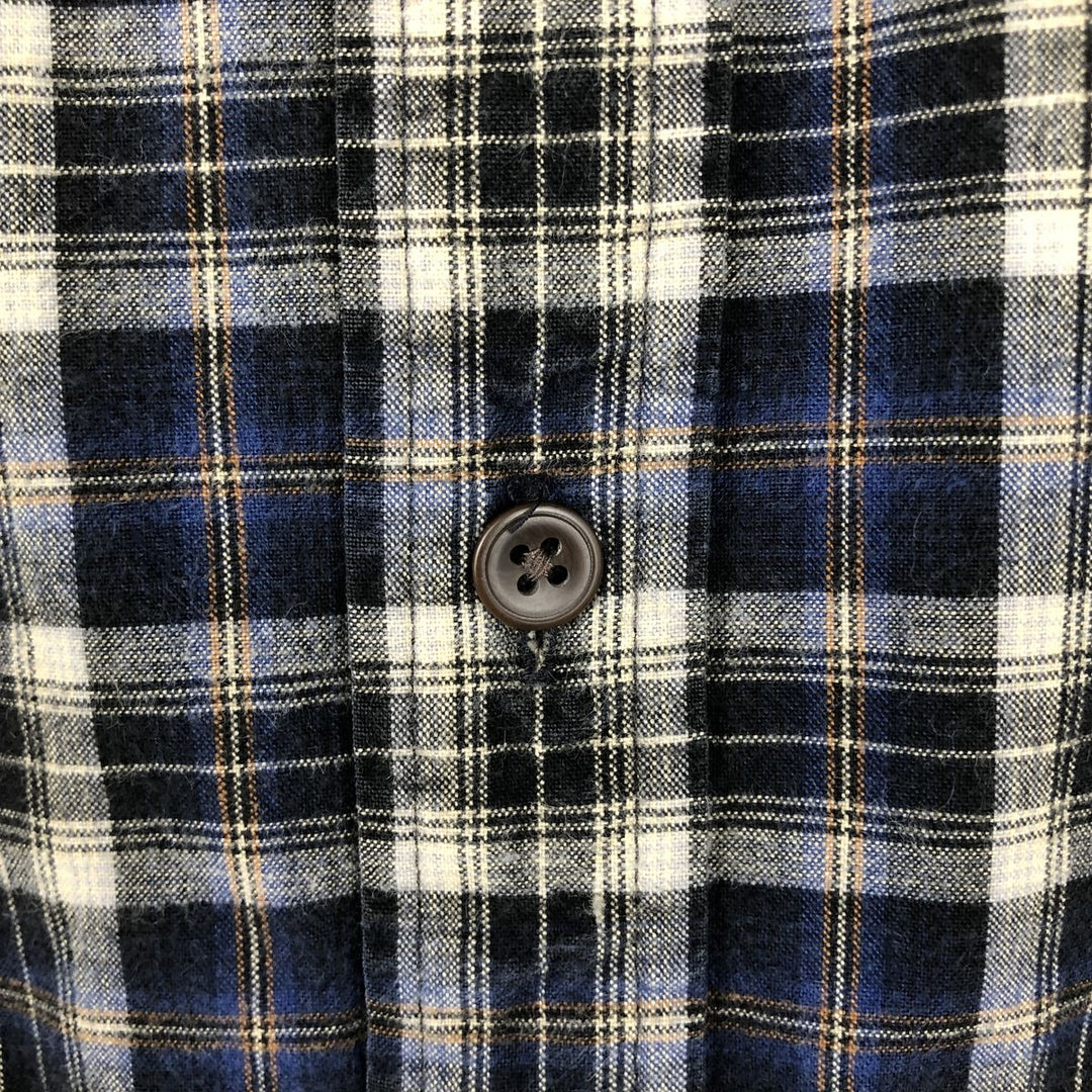 90'S GAP Vintage Long Sleeve Flannel Check Shirt, Men's XL cotton navy blue type Vintage Second Hand