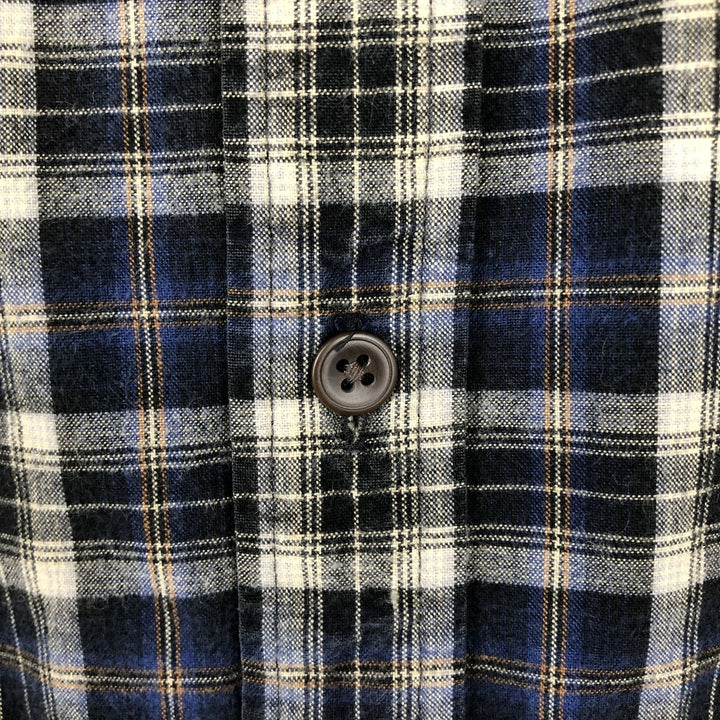 90'S GAP Vintage Long Sleeve Flannel Check Shirt, Men's XL cotton navy blue type Vintage Second Hand