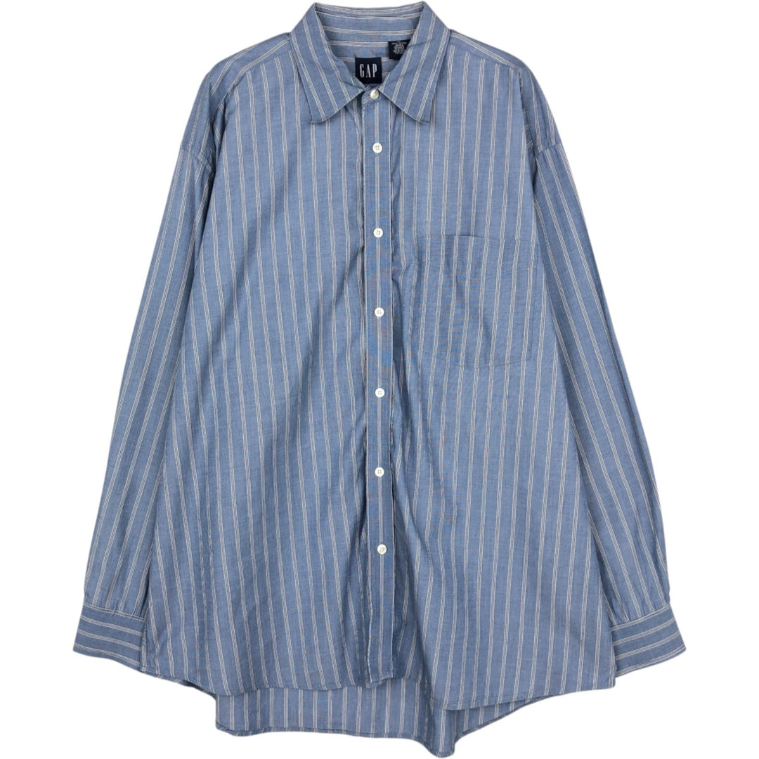 90'S GAP (Old GAP) Long-Sleeve Cotton Stripe Shirt, Men's Size XL cotton blue type Vintage Second Hand