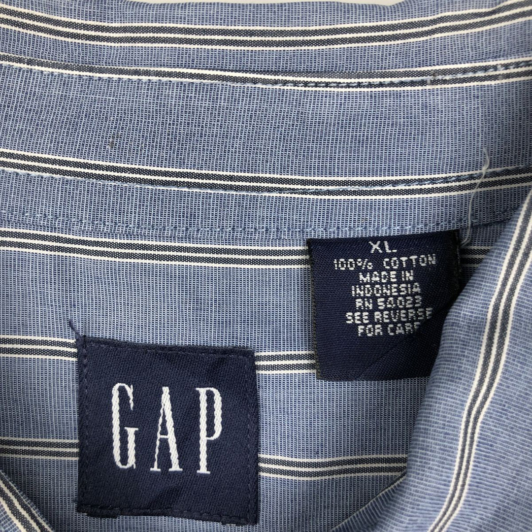 90'S GAP (Old GAP) Long-Sleeve Cotton Stripe Shirt, Men's Size XL cotton blue type Vintage Second Hand