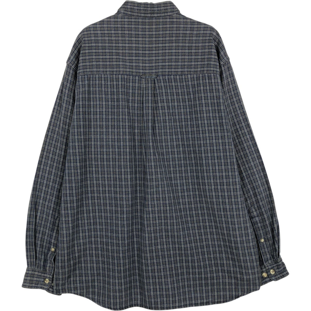 90s-00'S Columbia Long-Sleeve Button-Down Check Shirt, Men's Size XL cotton navy blue type Vintage Second Hand