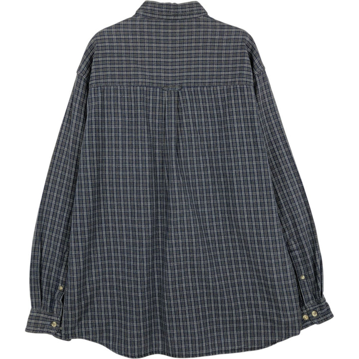 90s-00'S Columbia Long-Sleeve Button-Down Check Shirt, Men's Size XL cotton navy blue type Vintage Second Hand