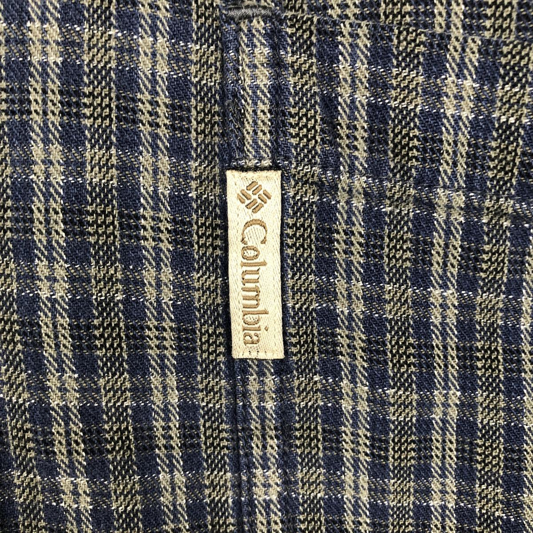 90s-00'S Columbia Long-Sleeve Button-Down Check Shirt, Men's Size XL cotton navy blue type Vintage Second Hand