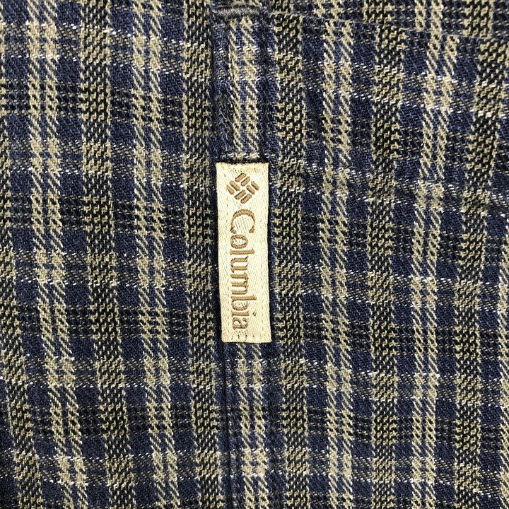 90s-00'S Columbia Long-Sleeve Button-Down Check Shirt, Men's Size XL cotton navy blue type Vintage Second Hand