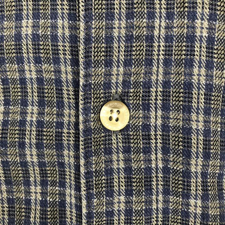 90s-00'S Columbia Long-Sleeve Button-Down Check Shirt, Men's Size XL cotton navy blue type Vintage Second Hand