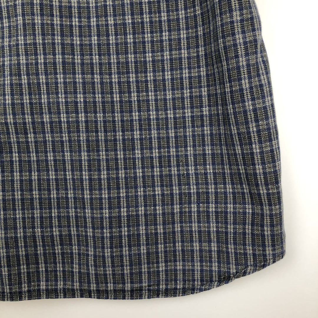 90s-00'S Columbia Long-Sleeve Button-Down Check Shirt, Men's Size XL cotton navy blue type Vintage Second Hand
