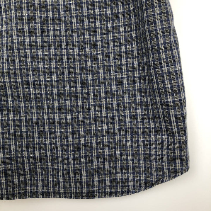 90s-00'S Columbia Long-Sleeve Button-Down Check Shirt, Men's Size XL cotton navy blue type Vintage Second Hand