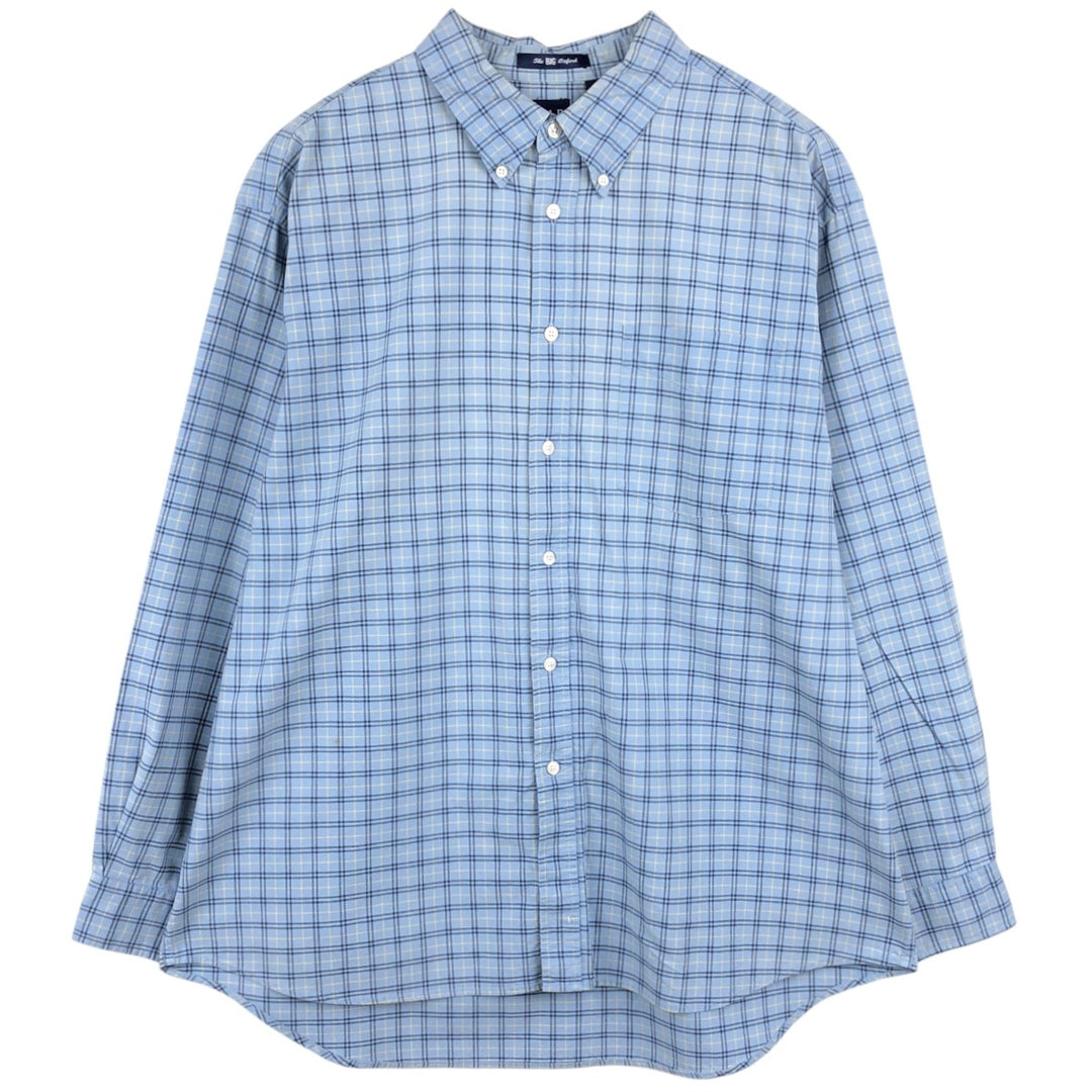90'S GAP Old GAP The BIG Oxford Long Sleeve Button-Down Check Shirt Men's XL (approx.) Vintage cotton Blue type light blue Vintage Second Hand