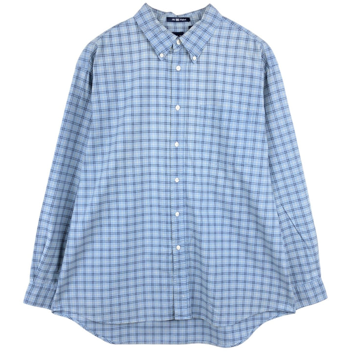 90'S GAP Old GAP The BIG Oxford Long Sleeve Button-Down Check Shirt Men's XL (approx.) Vintage cotton Blue type light blue Vintage Second Hand