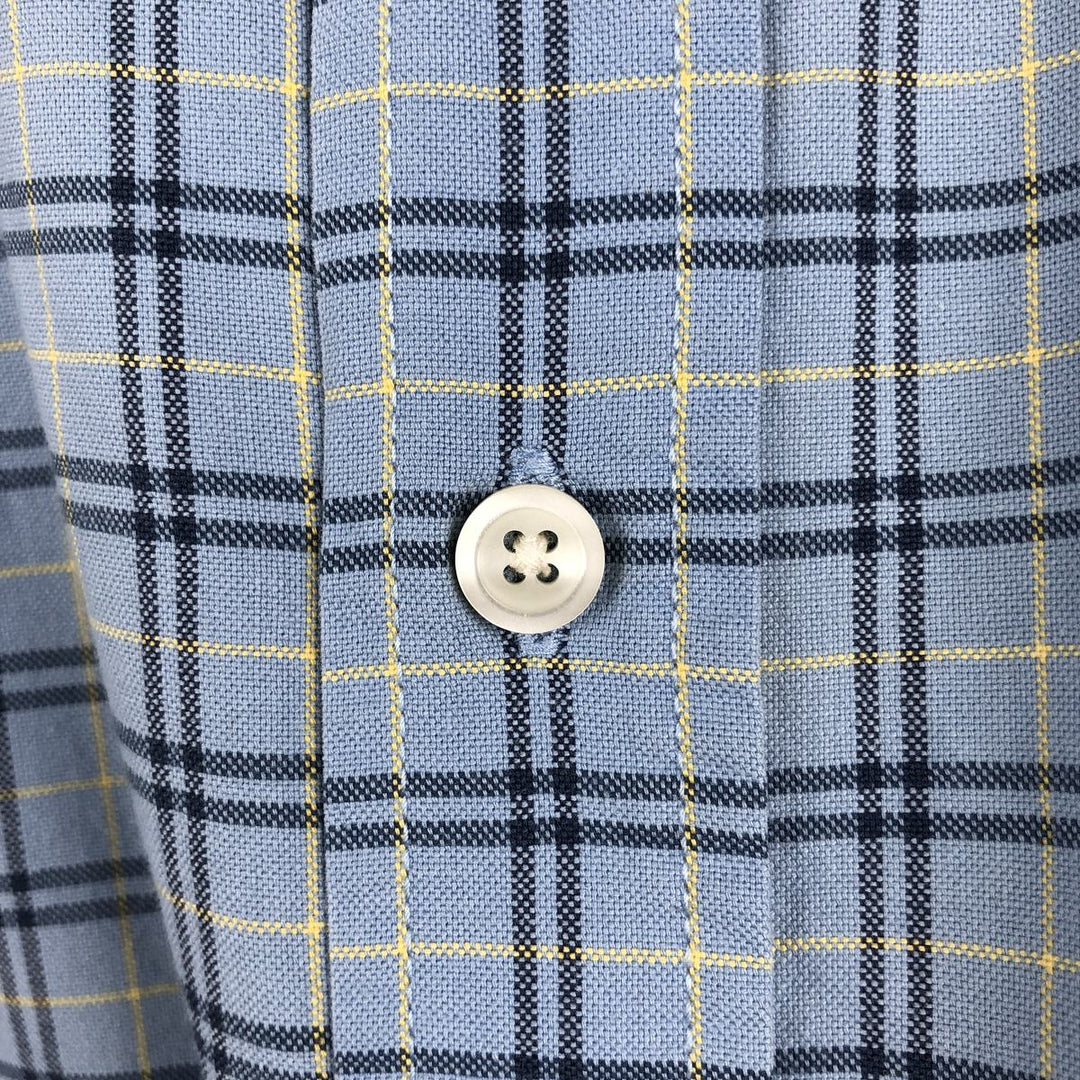 90'S GAP Old GAP The BIG Oxford Long Sleeve Button-Down Check Shirt Men's XL (approx.) Vintage cotton Blue type light blue Vintage Second Hand