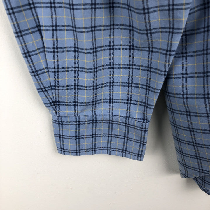 90'S GAP Old GAP The BIG Oxford Long Sleeve Button-Down Check Shirt Men's XL (approx.) Vintage cotton Blue type light blue Vintage Second Hand