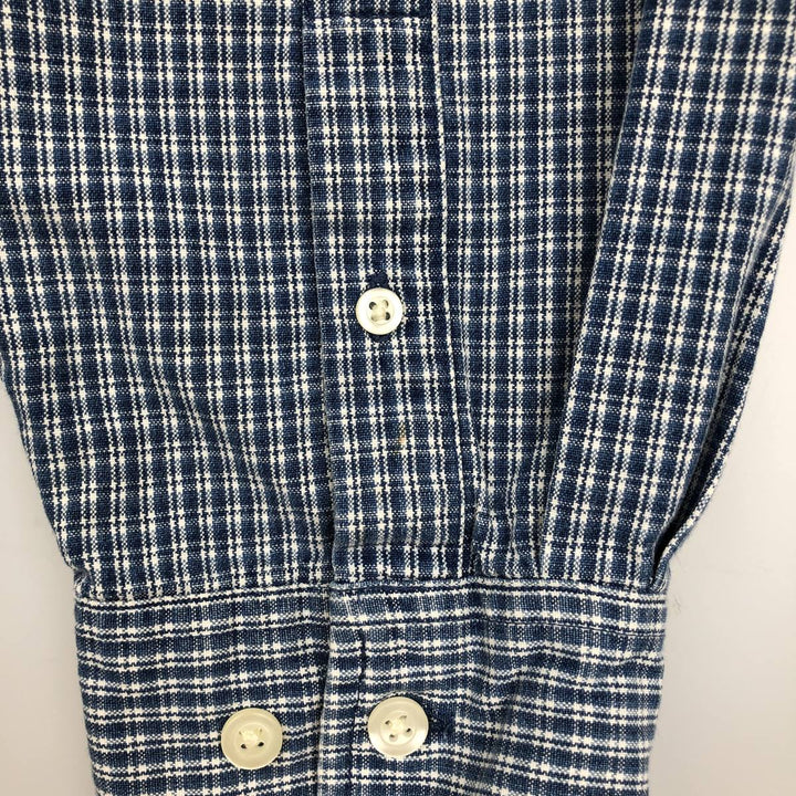90'S GAP Vintage Long Sleeve Button-Down Check Shirt, Men's Size L cotton blue type Vintage Second Hand