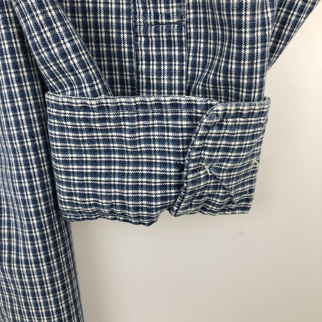 90'S GAP Vintage Long Sleeve Button-Down Check Shirt, Men's Size L cotton blue type Vintage Second Hand