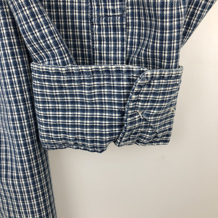 90'S GAP Vintage Long Sleeve Button-Down Check Shirt, Men's Size L cotton blue type Vintage Second Hand