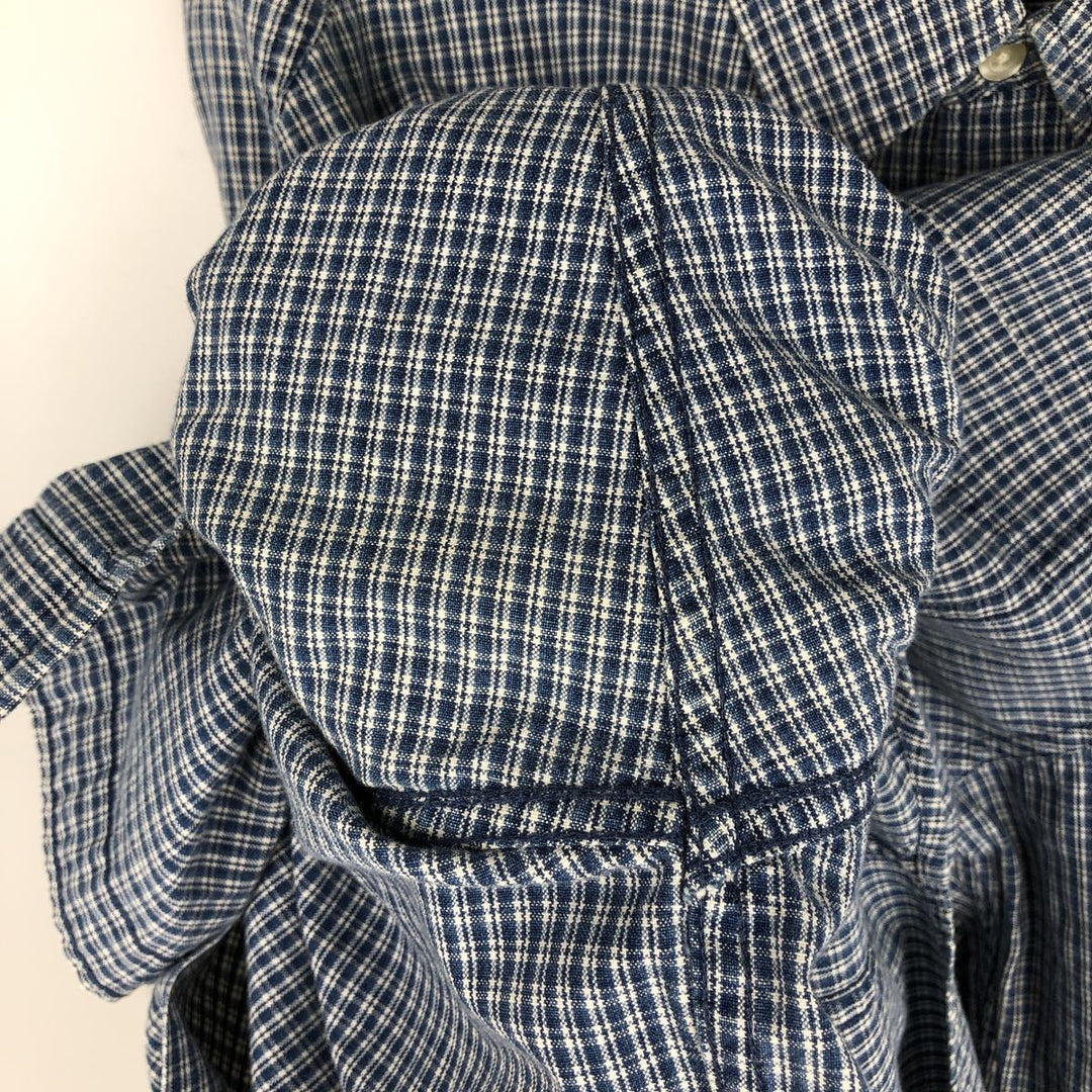 90'S GAP Vintage Long Sleeve Button-Down Check Shirt, Men's Size L cotton blue type Vintage Second Hand