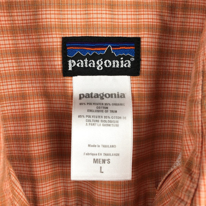 2000'S Patagonia 52178S9 DRO Advertising Check Pattern Long-Sleeve Poly-Cotton Shirt, Men's Size L (approx.) polyester orange type Vintage Second Hand