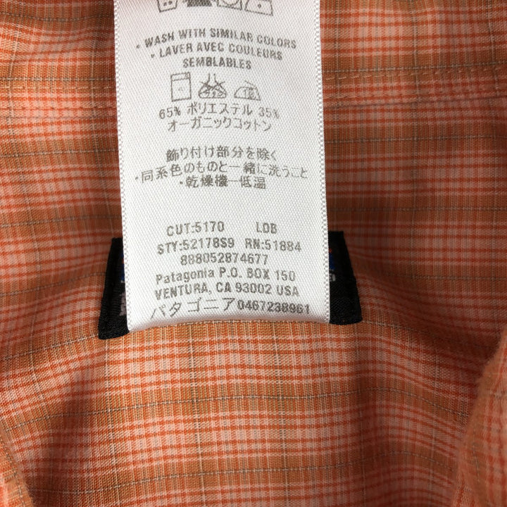 2000'S Patagonia 52178S9 DRO Advertising Check Pattern Long-Sleeve Poly-Cotton Shirt, Men's Size L (approx.) polyester orange type Vintage Second Hand