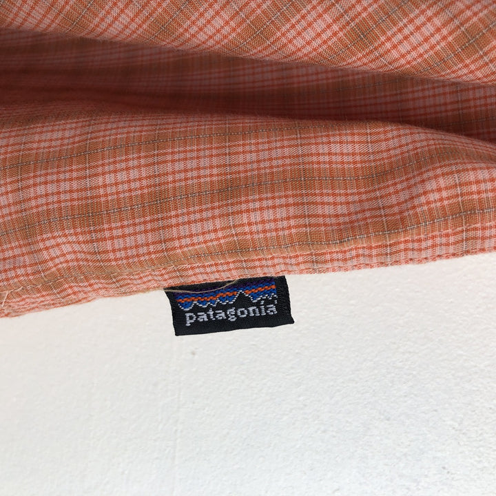2000'S Patagonia 52178S9 DRO Advertising Check Pattern Long-Sleeve Poly-Cotton Shirt, Men's Size L (approx.) polyester orange type Vintage Second Hand