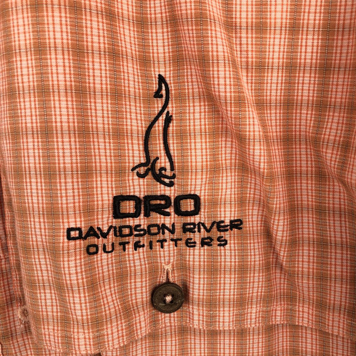 2000'S Patagonia 52178S9 DRO Advertising Check Pattern Long-Sleeve Poly-Cotton Shirt, Men's Size L (approx.) polyester orange type Vintage Second Hand