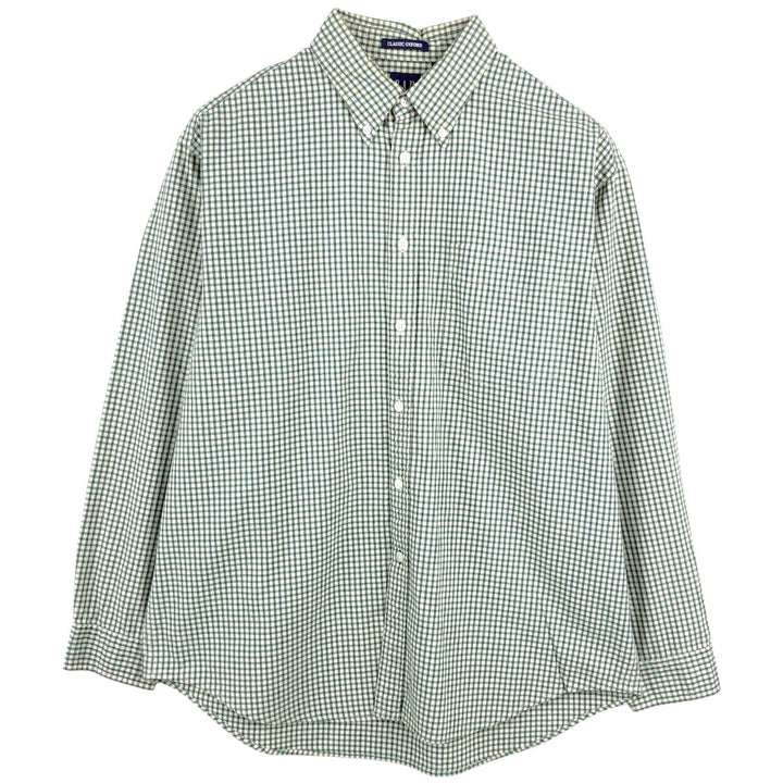 90'S GAP Vintage Long Sleeve Button-Down Check Shirt, Men's Size Medium cotton green type Vintage Second Hand