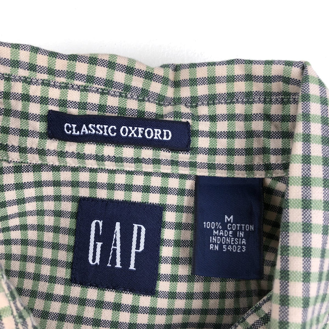 90'S GAP Vintage Long Sleeve Button-Down Check Shirt, Men's Size Medium cotton green type Vintage Second Hand
