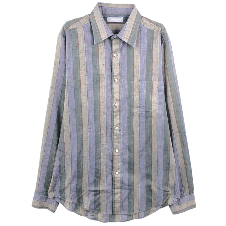 Career Club Multi-Stripe Long-Sleeve Striped Shirt, Made in USA, Men's Size M (approx.) unclear gray type Vintage Second Hand