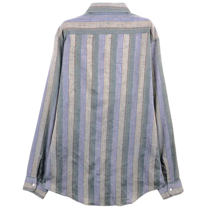 Career Club Multi-Stripe Long-Sleeve Striped Shirt, Made in USA, Men's Size M (approx.) unclear gray type Vintage Second Hand