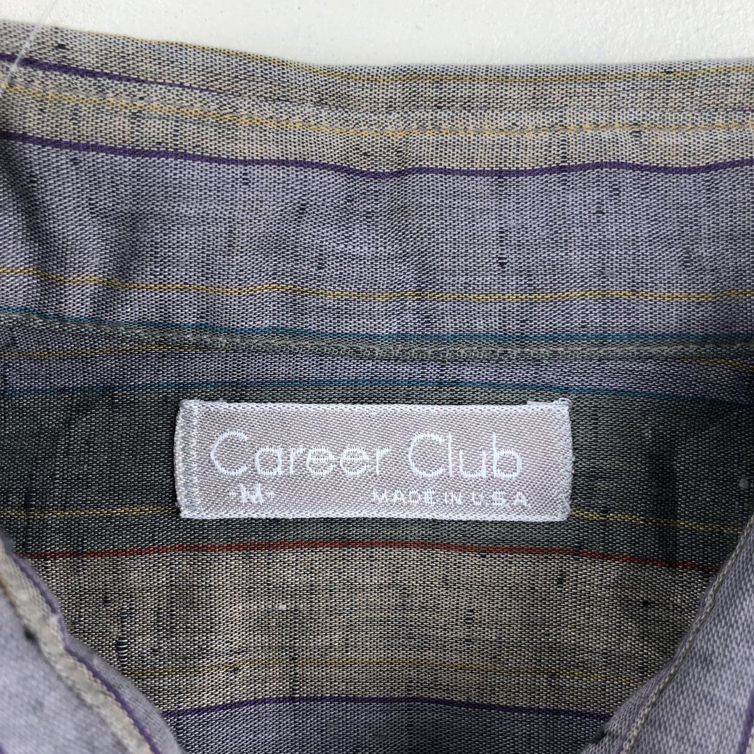 Career Club Multi-Stripe Long-Sleeve Striped Shirt, Made in USA, Men's Size M (approx.) unclear gray type Vintage Second Hand