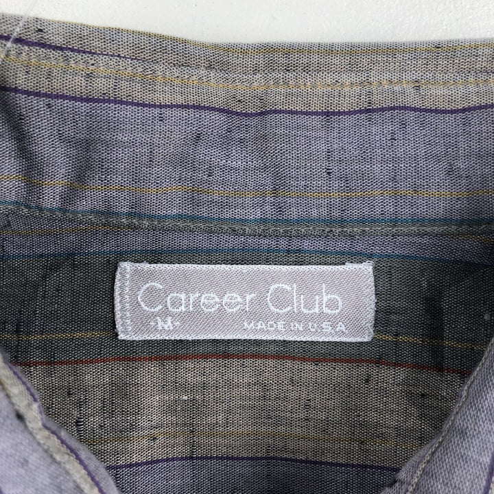 Career Club Multi-Stripe Long-Sleeve Striped Shirt, Made in USA, Men's Size M (approx.) unclear gray type Vintage Second Hand