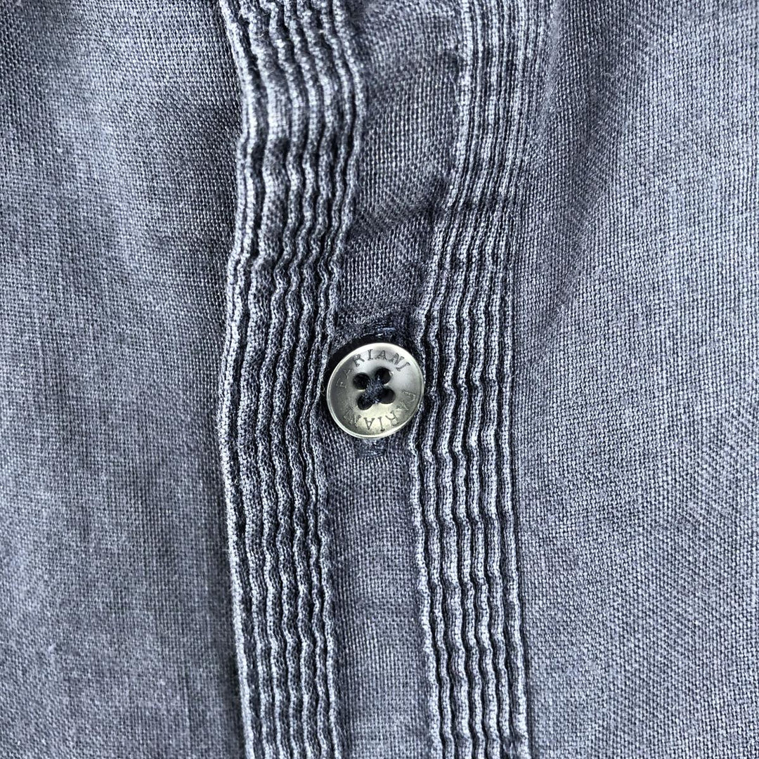 FARIANI Long-Sleeve Mexican Shirt, Cuban Shirt, Boxy Shirt, XL linen navy blue type Vintage Second Hand