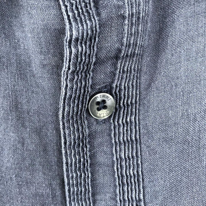 FARIANI Long-Sleeve Mexican Shirt, Cuban Shirt, Boxy Shirt, XL linen navy blue type Vintage Second Hand