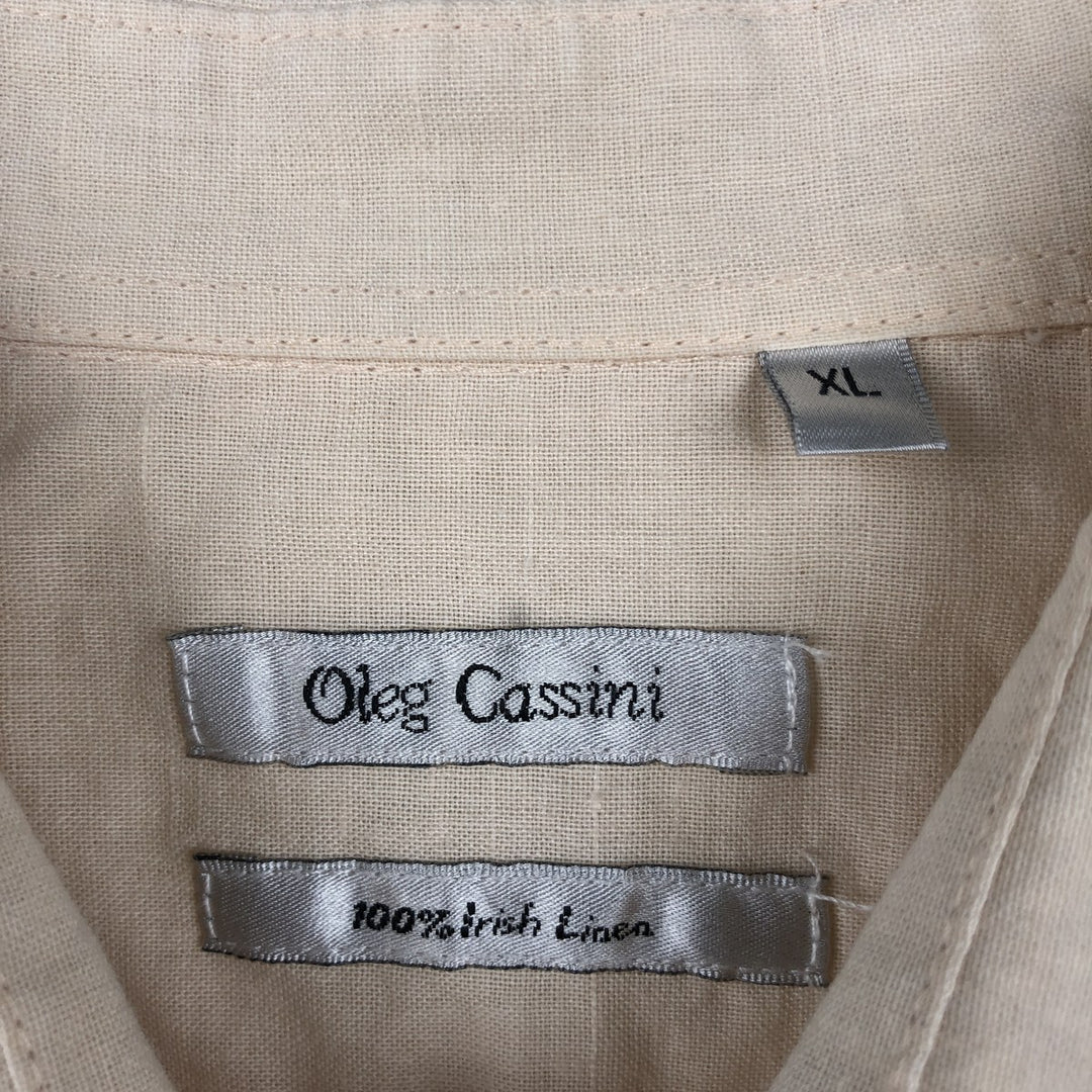 Oleg Cassini Long-Sleeve Mexican Shirt, Cuban Shirt, Boxy Shirt, Men's Size XL linen Beige type Vintage Second Hand
