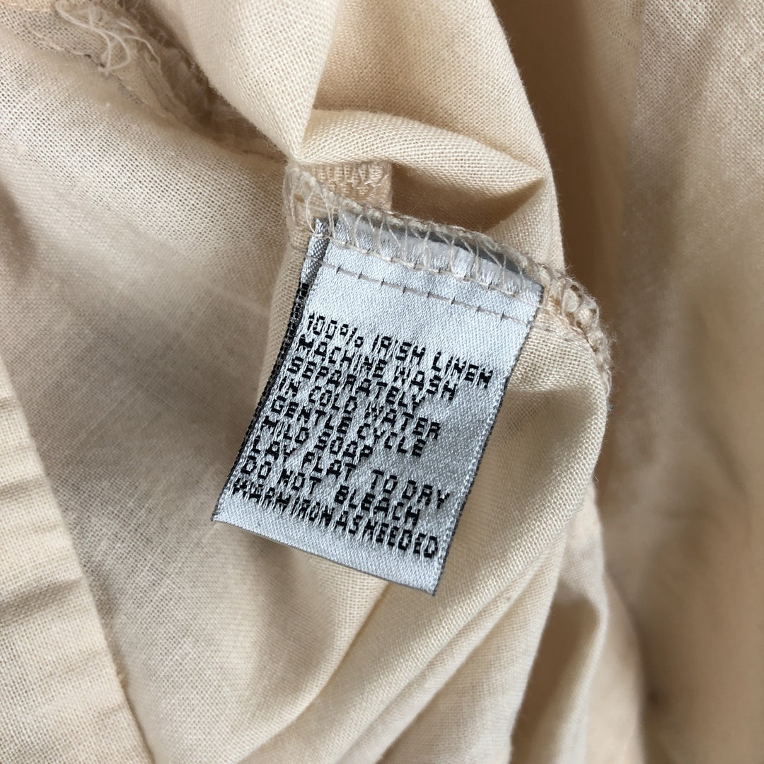 Oleg Cassini Long-Sleeve Mexican Shirt, Cuban Shirt, Boxy Shirt, Men's Size XL linen Beige type Vintage Second Hand